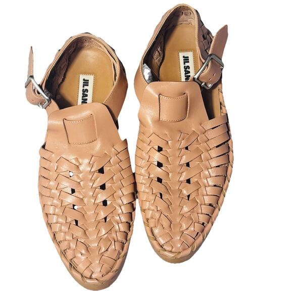 Jil Sander Shoes - $1160 JIL SANDER Womens 36 US 6 Leather Woven Calfskin Gladiator Sandals Blush